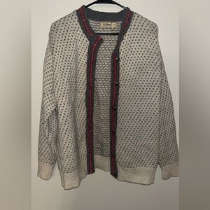 vintage L.L.Bean wool blend "Bird's Eye" or "Nordic" cardigan buttons women’s XL